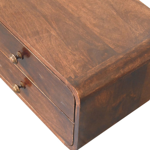 Curved California Walnut Wall Mounted Bedside Table | Wall-Mounted