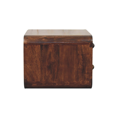 Curved California Walnut Wall Mounted Bedside Table | Wall-Mounted