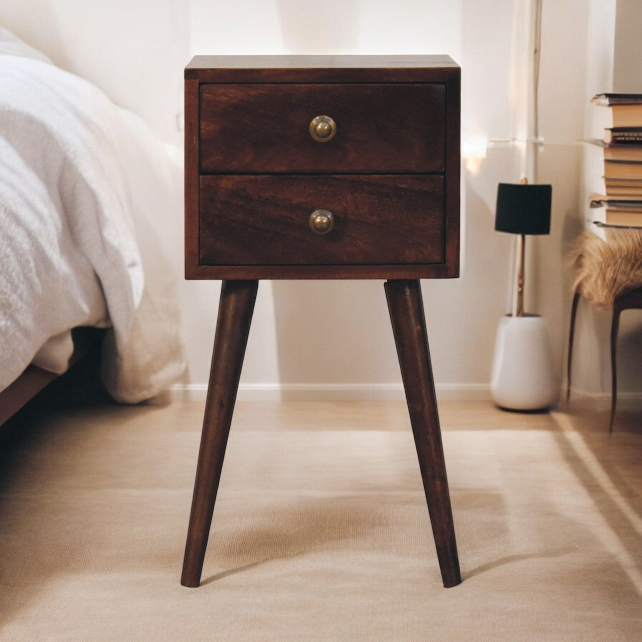 Mini 2-DrawerCalifornia Walnut Bedside Table