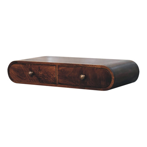 Wall Mounted California Walnut Chest of Drawers | Wall-Mounted