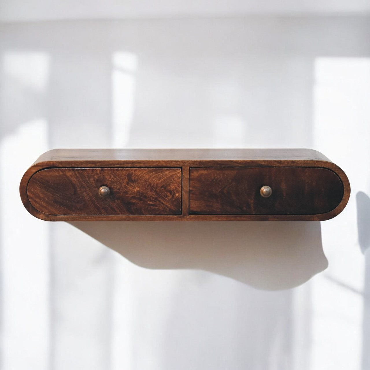 Wall Mounted California Walnut Chest of Drawers | Wall-Mounted