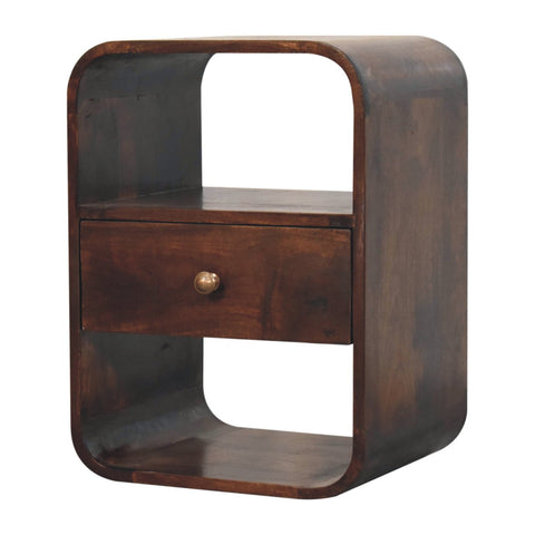 California Walnut Curved Edge Bedside Table