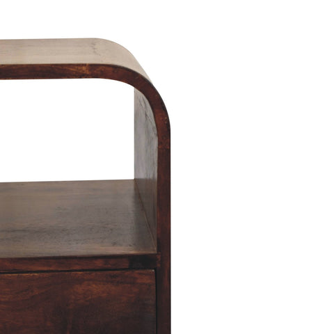 California Walnut Curved Edge Bedside Table