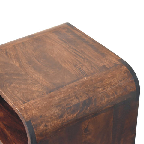 California Walnut Curved Edge Bedside Table