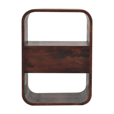 California Walnut Curved Edge Bedside Table