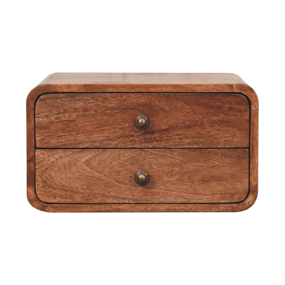 Honey Caramel 2-Drawer Floating Bedside Table | Wall-Mounted