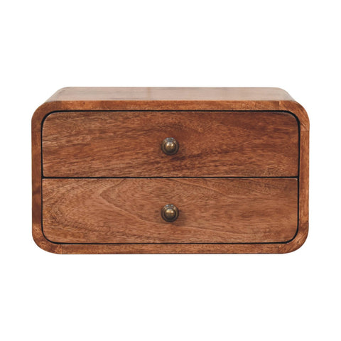 Honey Caramel 2-Drawer Floating Bedside Table | Wall-Mounted