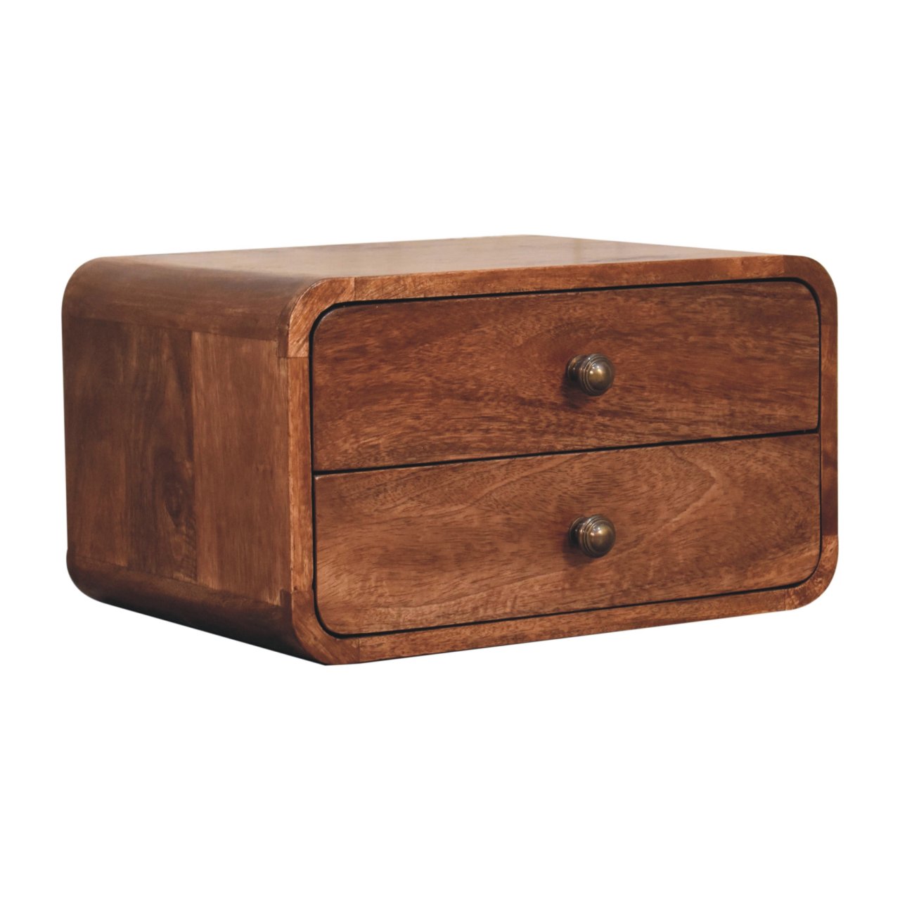 Honey Caramel 2-Drawer Floating Bedside Table | Wall-Mounted