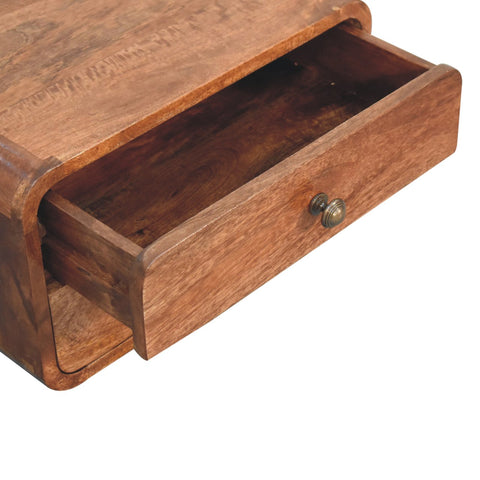 Honey Caramel 2-Drawer Floating Bedside Table | Wall-Mounted
