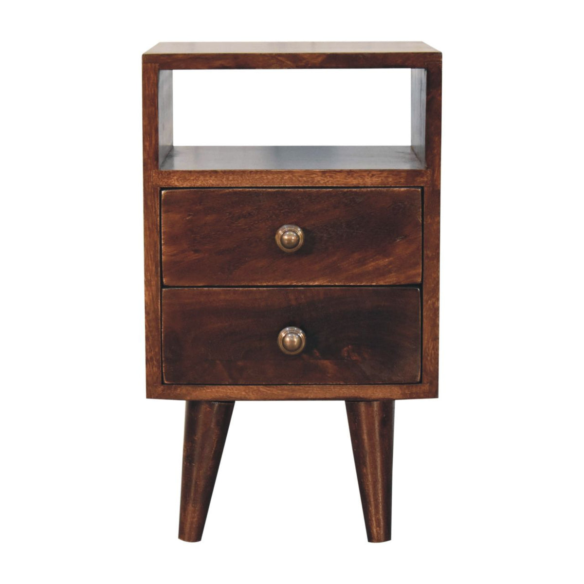 Mini Classic California Walnut Bedside Table | Brass Solid Mango Wood