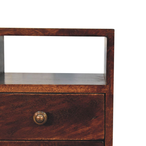 Mini Classic California Walnut Bedside Table | Brass Solid Mango Wood