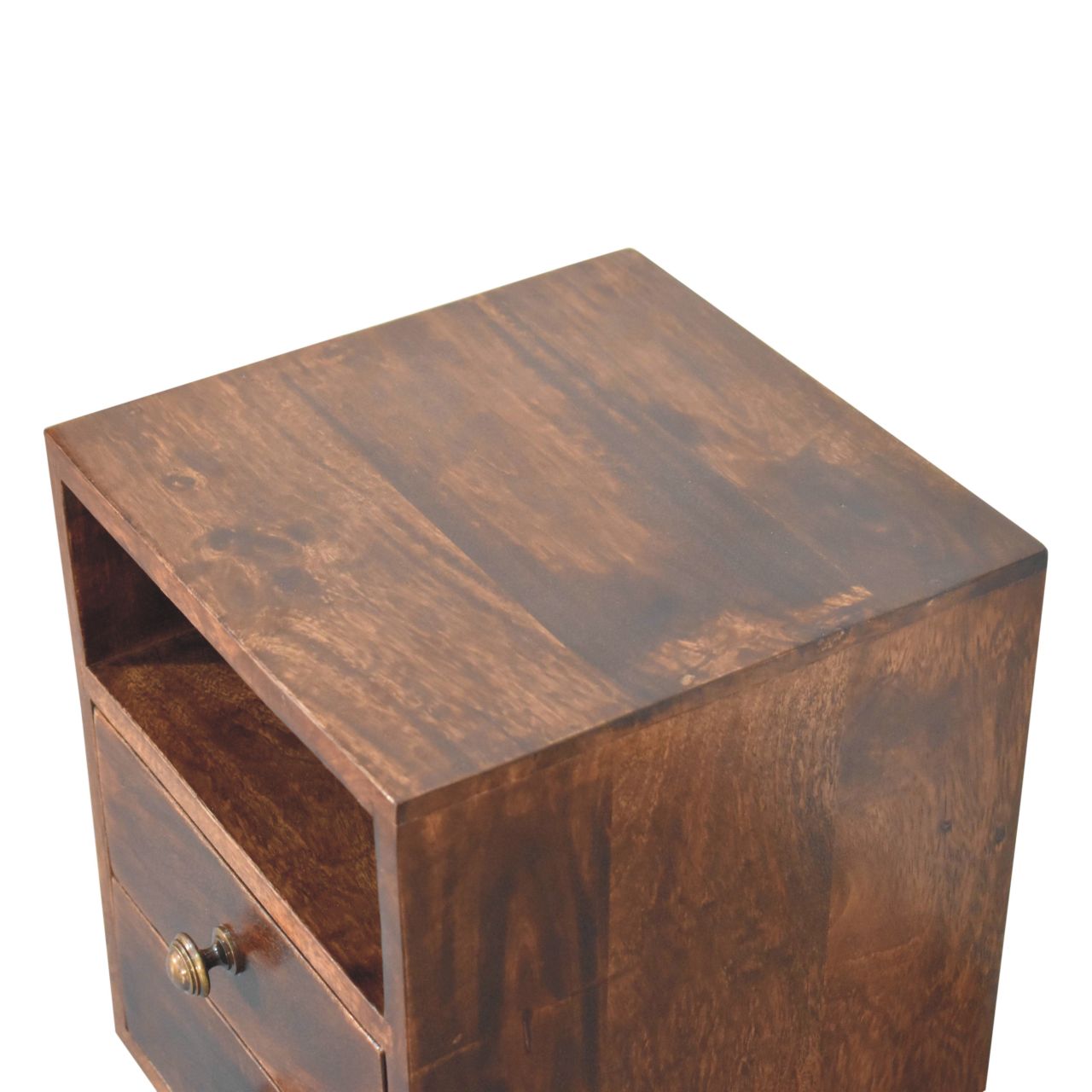 Mini Classic California Walnut Bedside Table | Brass Solid Mango Wood