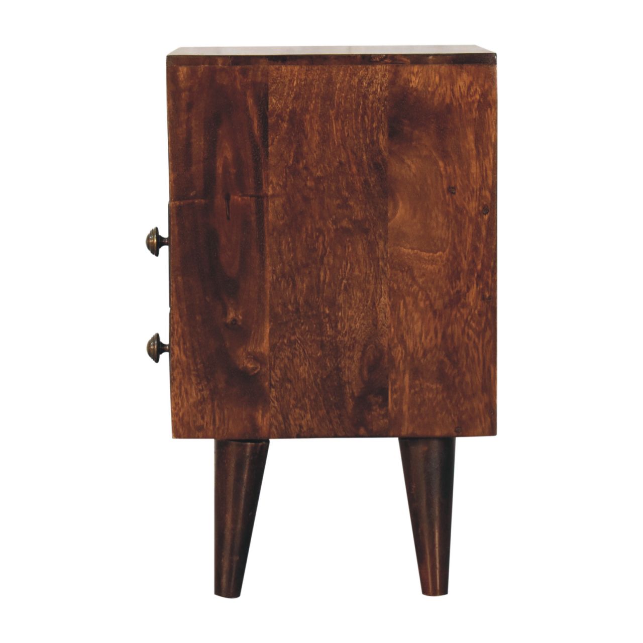 Mini Classic California Walnut Bedside Table | Brass Solid Mango Wood