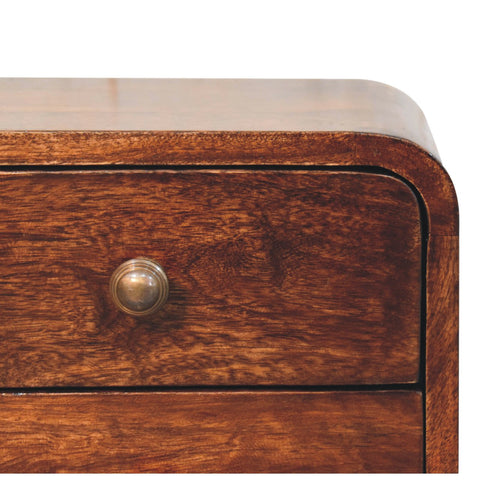 Mini Curved California Walnut Wall Mounted Bedside Table | Wall-Mounted