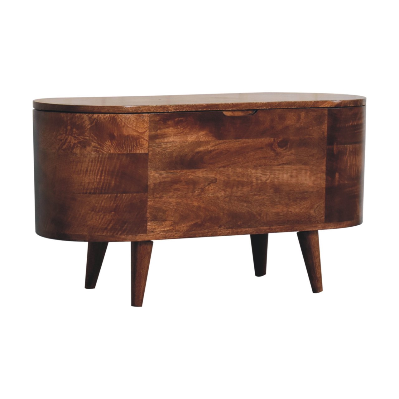 Honey Caramel Rounded Lid up Blanket Box Storage Bench