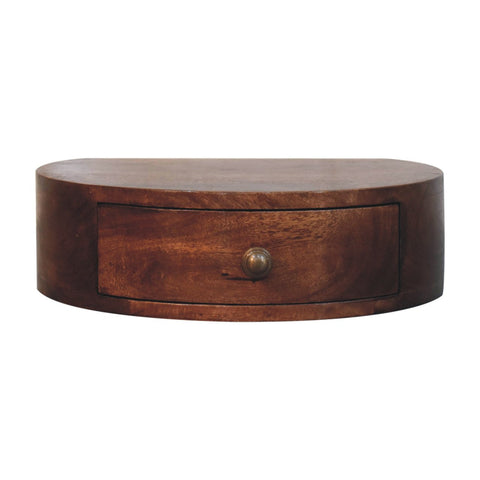 Honey Caramel Wall Mounted Rounded Bedside Table | Wall-Mounted