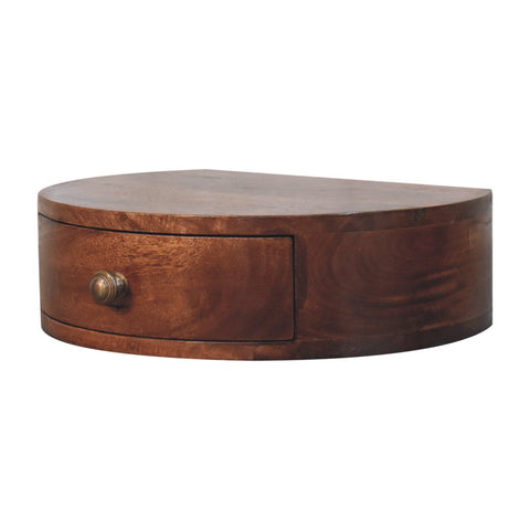 Honey Caramel Wall Mounted Rounded Bedside Table | Wall-Mounted