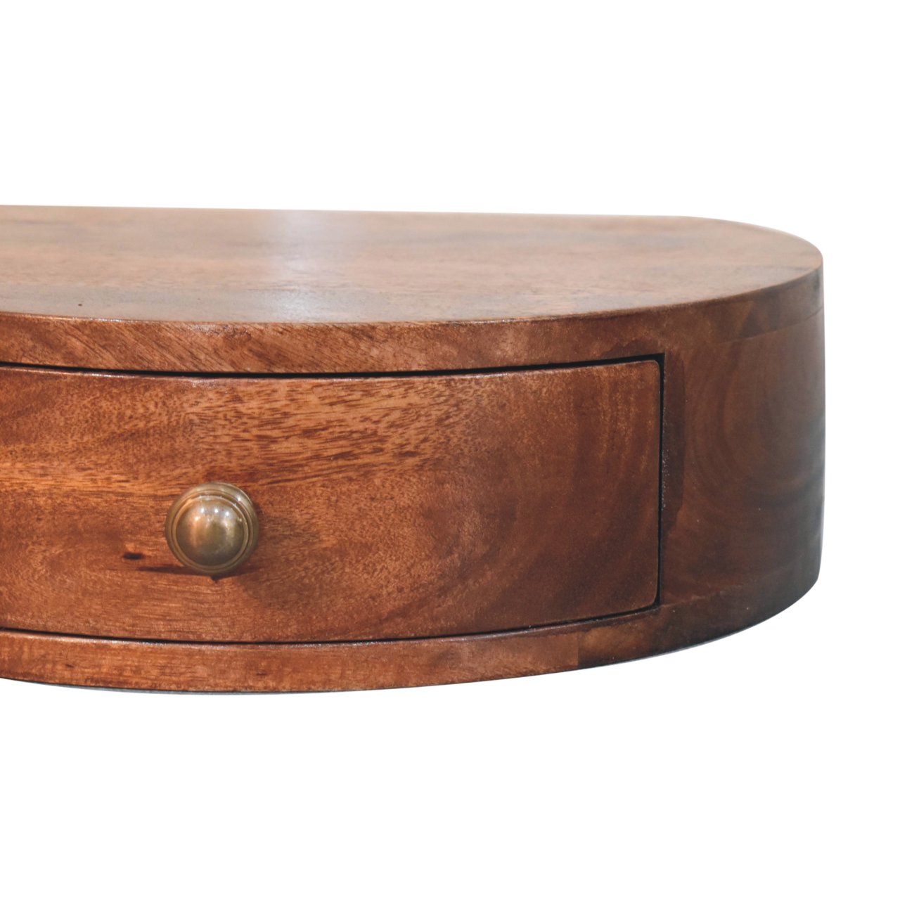 Honey Caramel Wall Mounted Rounded Bedside Table | Wall-Mounted