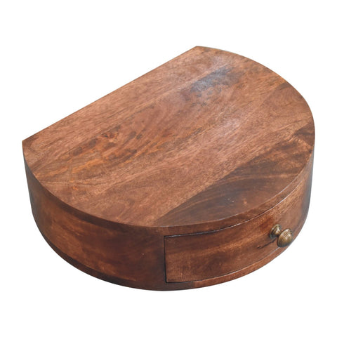 Honey Caramel Wall Mounted Rounded Bedside Table | Wall-Mounted