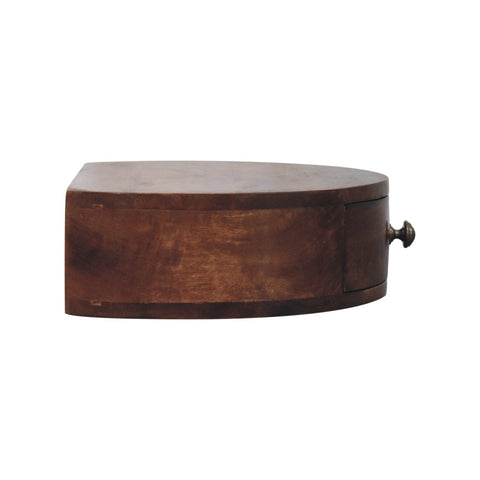 Honey Caramel Wall Mounted Rounded Bedside Table | Wall-Mounted