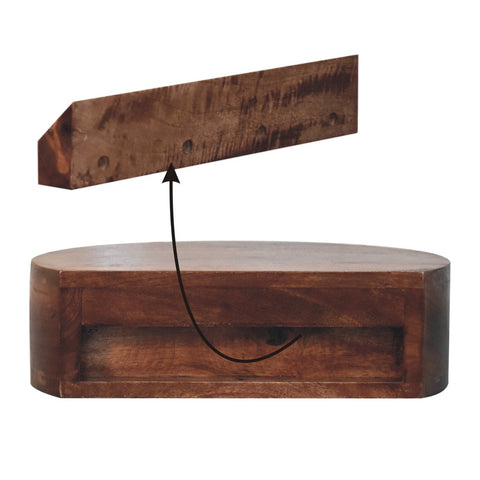 Honey Caramel Wall Mounted Rounded Bedside Table | Wall-Mounted