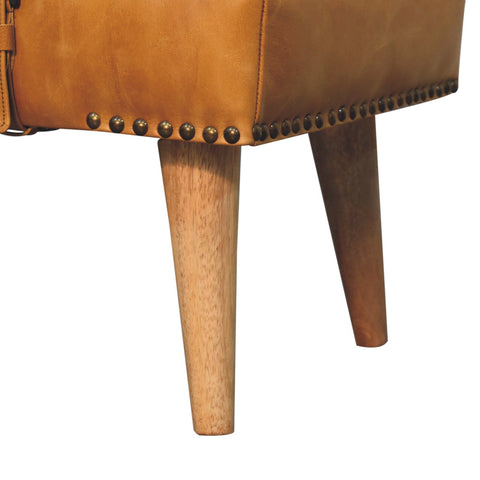 Buffalo Hide Olive Green Leather Bench