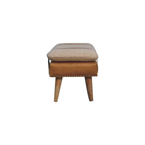 Buffalo Hide Olive Green Leather Bench