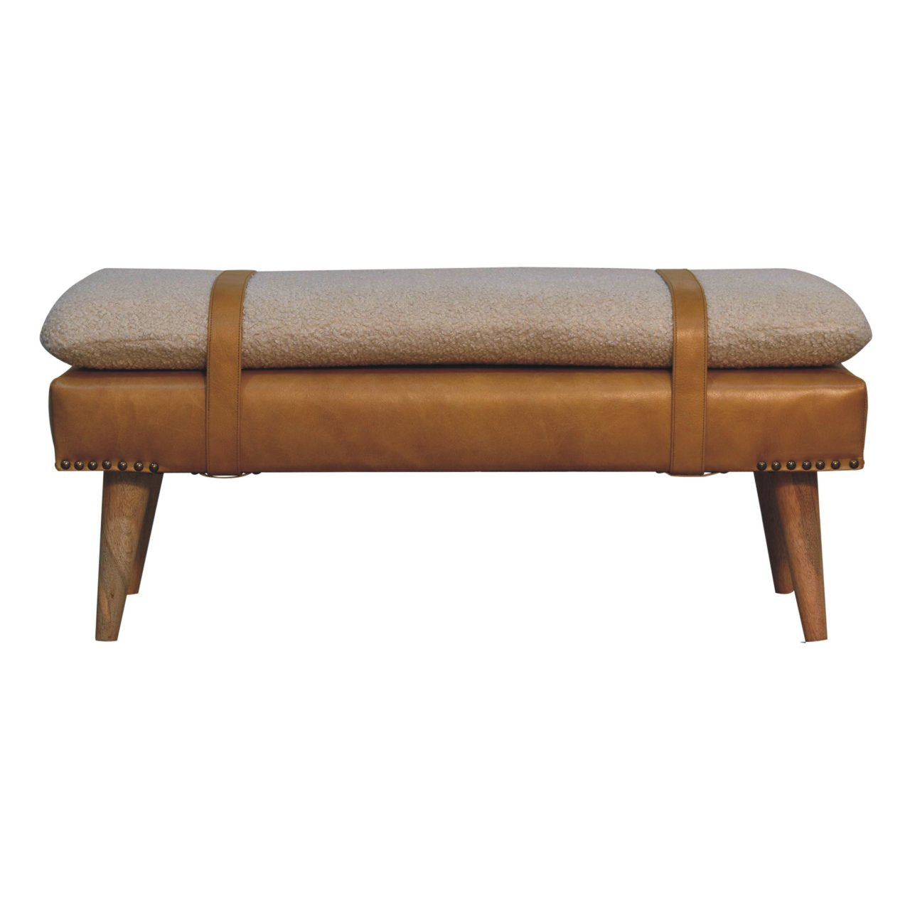 Buffalo Hide Olive Green Leather Bench