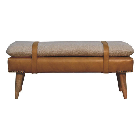 Buffalo Hide Olive Green Leather Bench