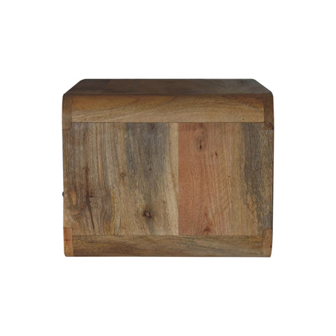 Large Oak-ish Curve Upper Slot Floating Bedside Table | Wall-Mounted