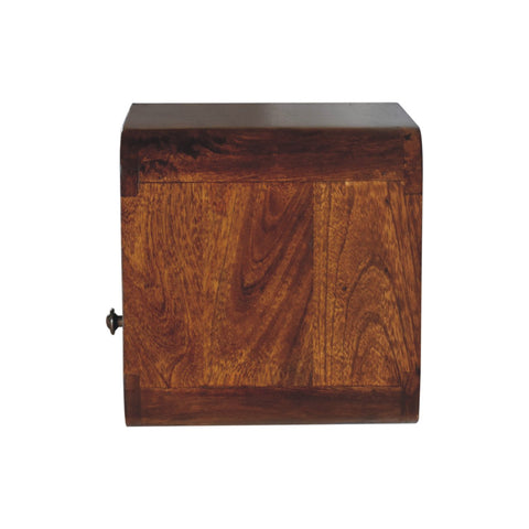 Extra Mini Wall Mounted Curved Chestnut Bedside with Open | Solid Mango Wood