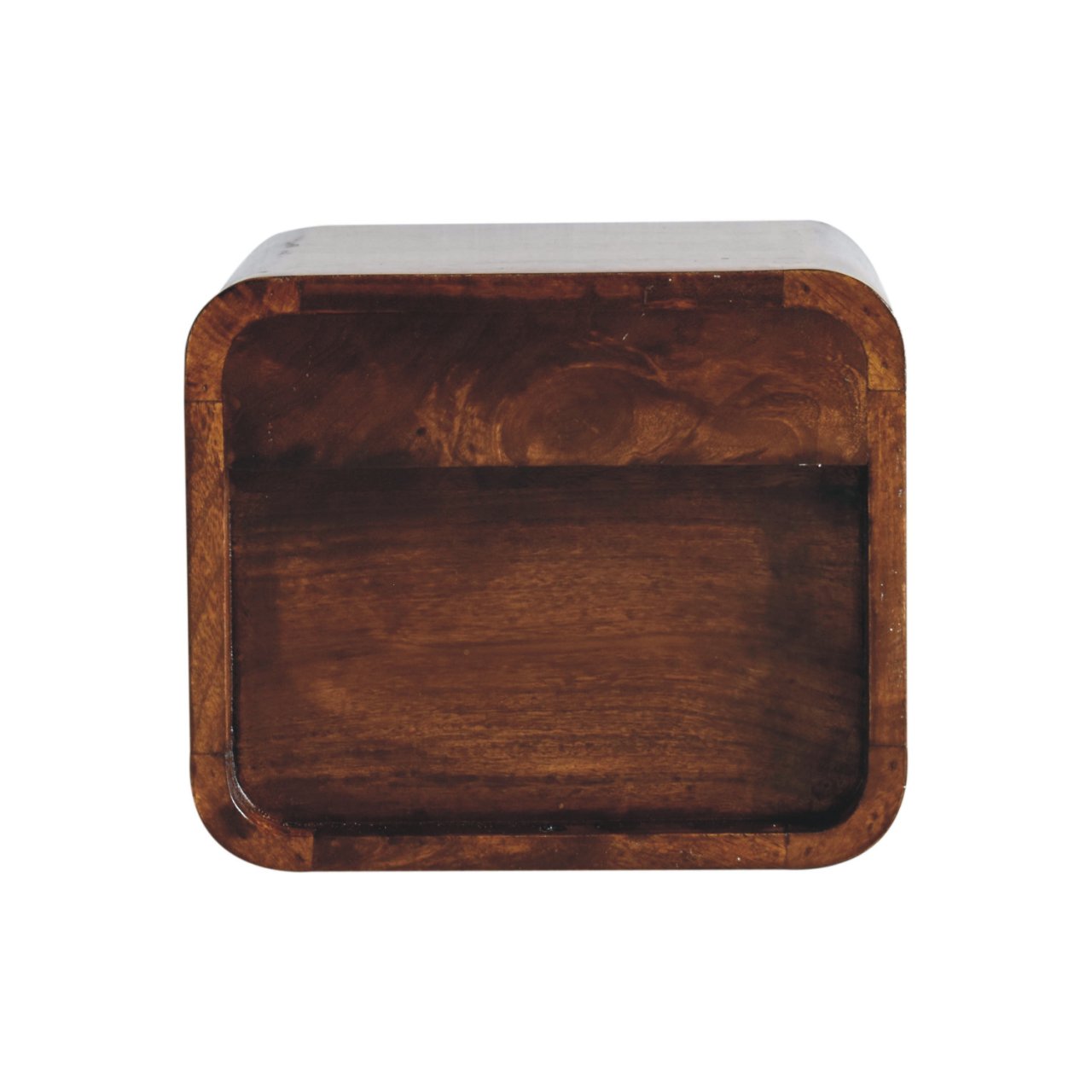 Extra Mini Wall Mounted Curved Chestnut Bedside with Open | Solid Mango Wood