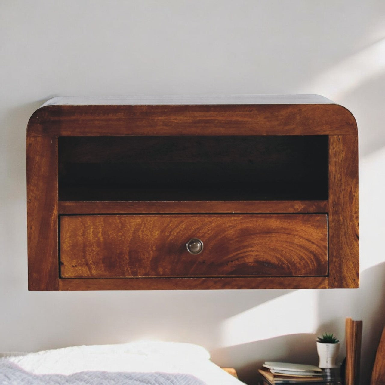 Chunky Chestnut 1-Drawer Wall Mounted Chest of Drawers | Wall-Mounted