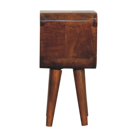 Extra Mini Minimalist Open Curved Chestnut Bedside Table