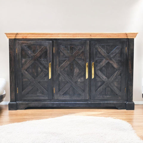 Regal Ash Black Rustic Sideboard Chest of Drawers