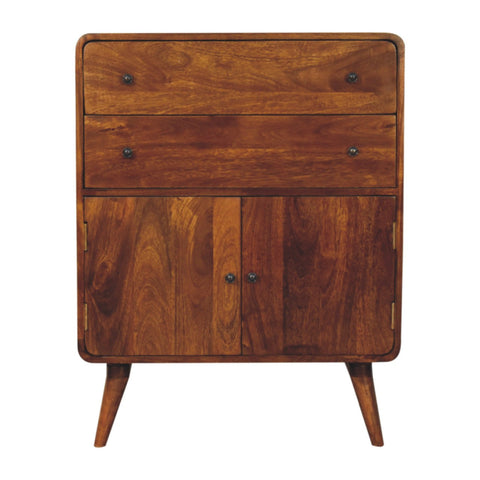 Curved Nordic Charm Chest of Drawers | Chestnut Solid Mango Wood
