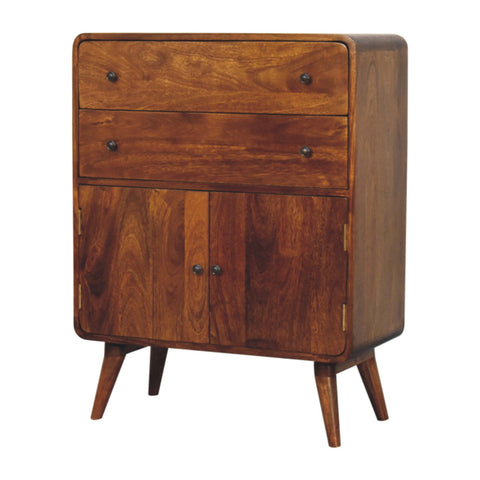 Curved Nordic Charm Chest of Drawers | Chestnut Solid Mango Wood