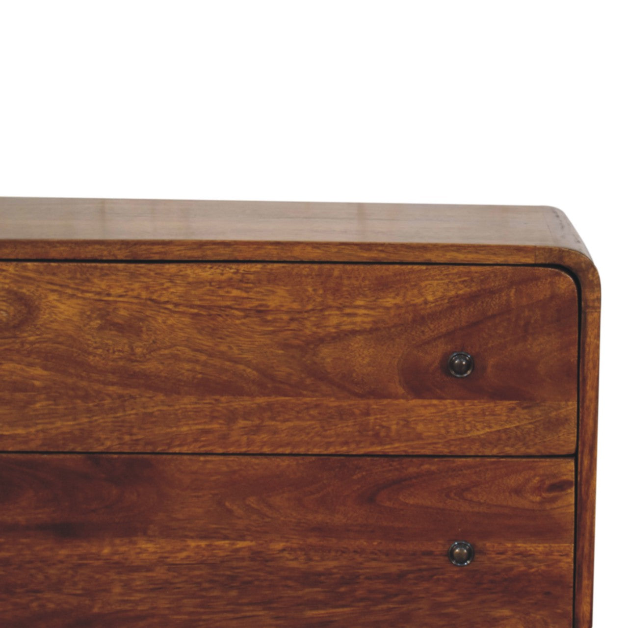 Curved Nordic Charm Chest of Drawers | Chestnut Solid Mango Wood