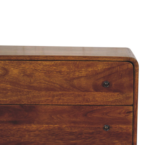 Curved Nordic Charm Chest of Drawers | Chestnut Solid Mango Wood