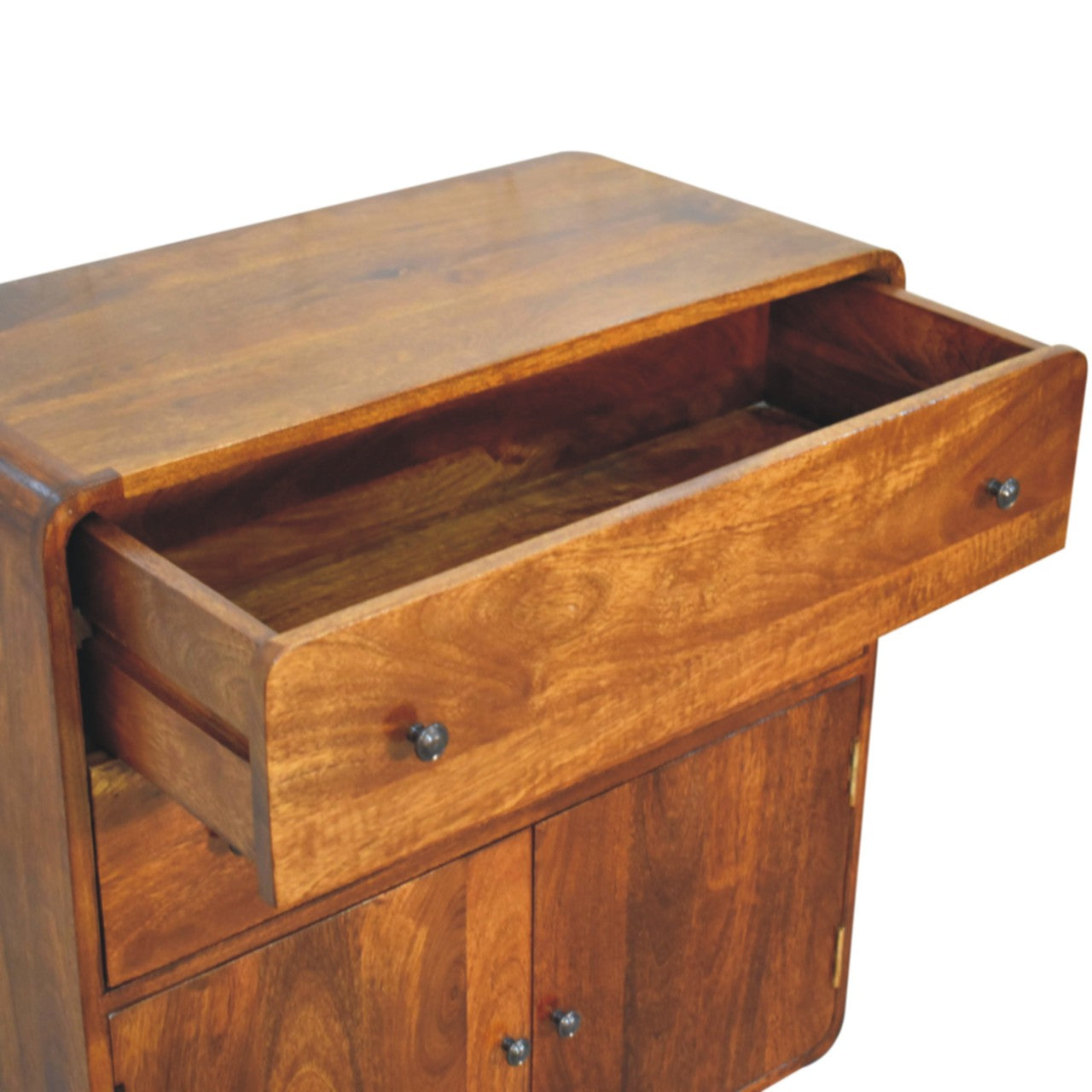 Curved Nordic Charm Chest of Drawers | Chestnut Solid Mango Wood