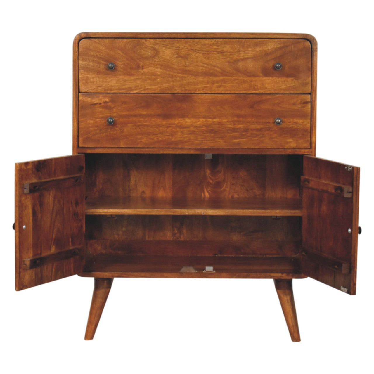 Curved Nordic Charm Chest of Drawers | Chestnut Solid Mango Wood