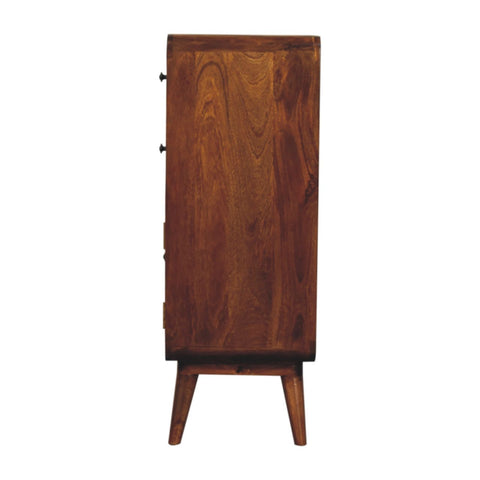 Curved Nordic Charm Chest of Drawers | Chestnut Solid Mango Wood