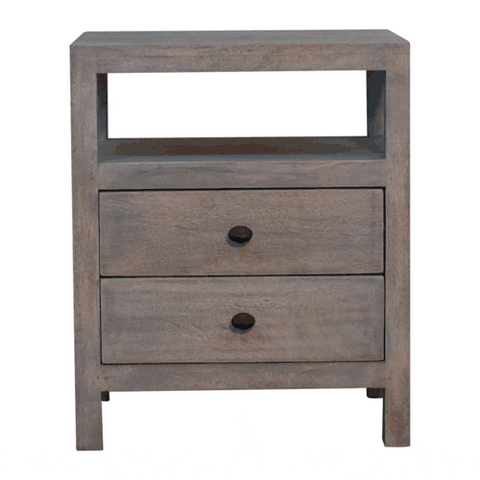 Acid Wash 2-Drawer Open Bedside Table