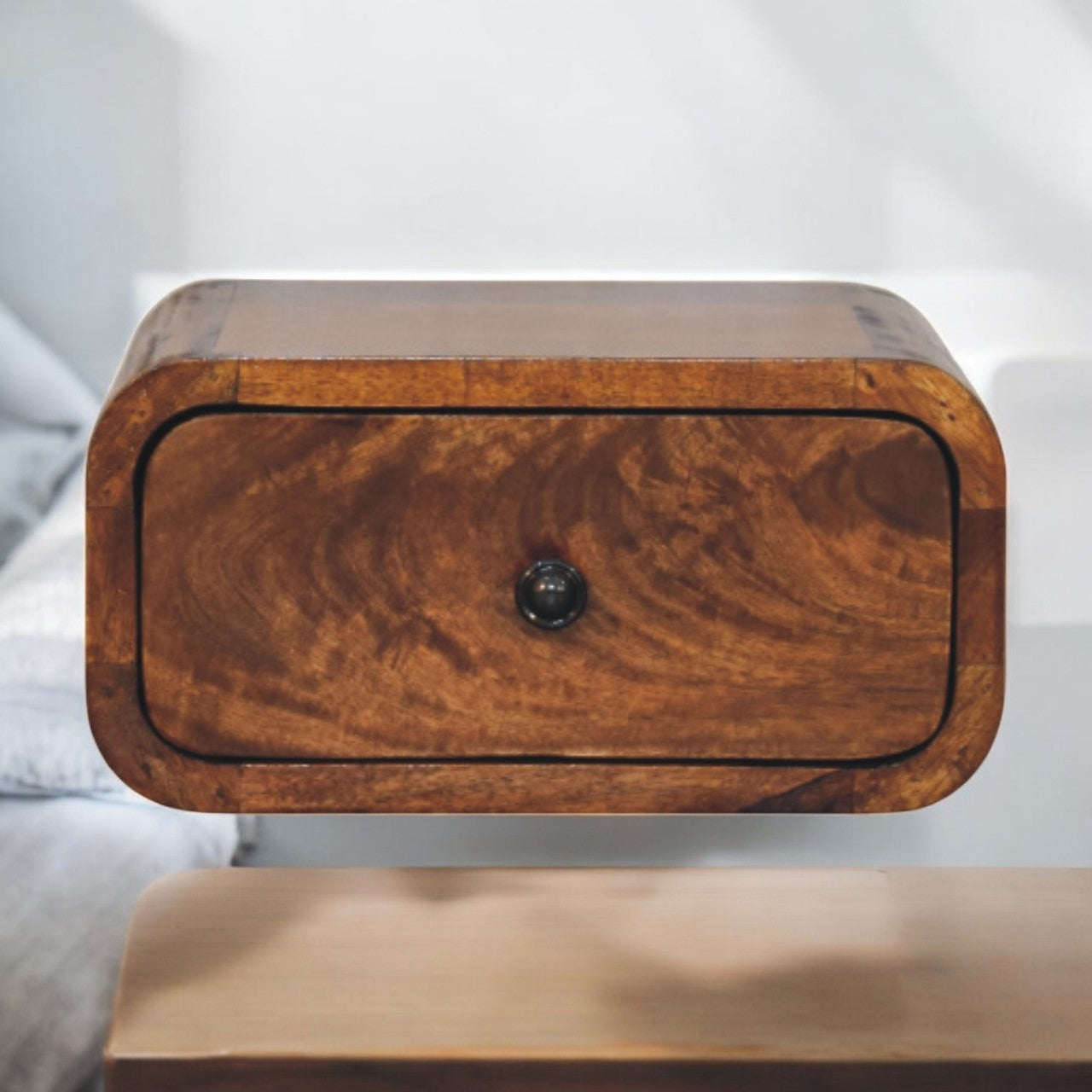 Avora Mini Wall-Mounted Chestnut 1-Drawer Chest of Drawers