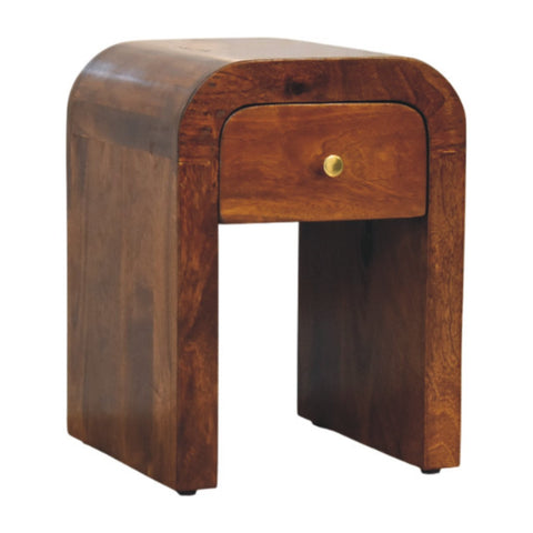 Mini Darcy Chestnut Nightstand with Curved Edges Chest of Drawers