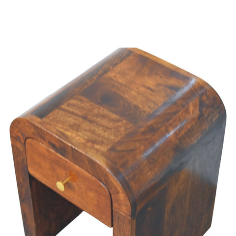 Mini Darcy Chestnut Nightstand with Curved Edges Chest of Drawers