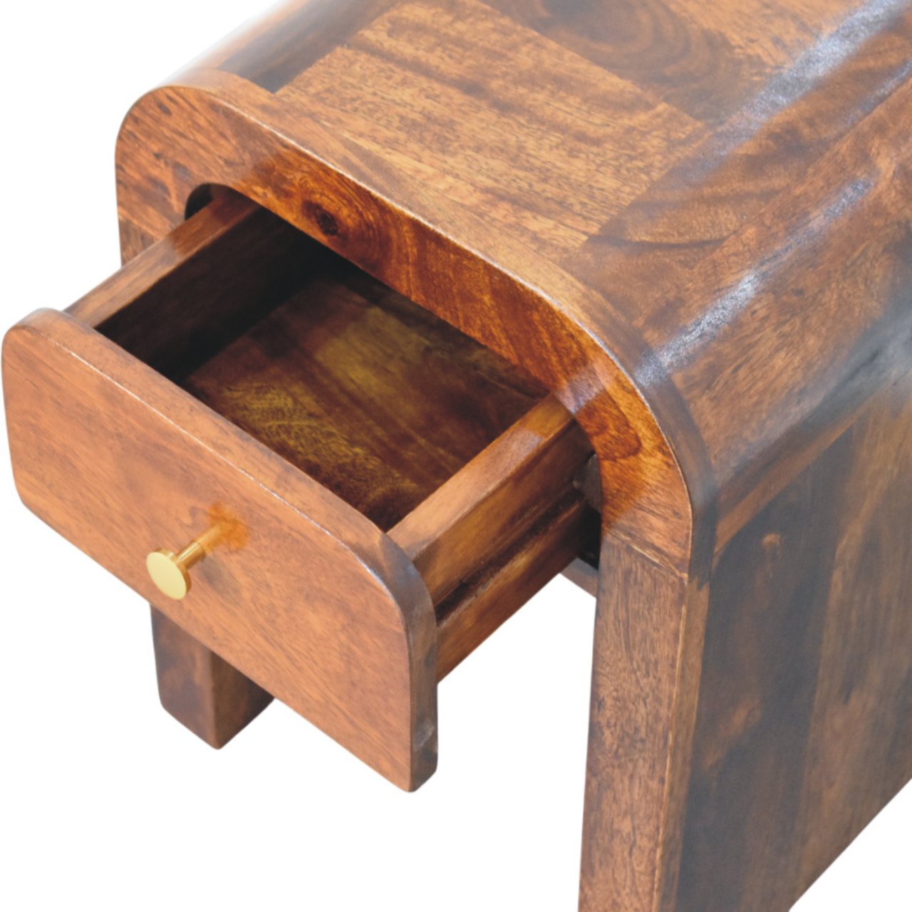 Mini Darcy Chestnut Nightstand with Curved Edges Chest of Drawers
