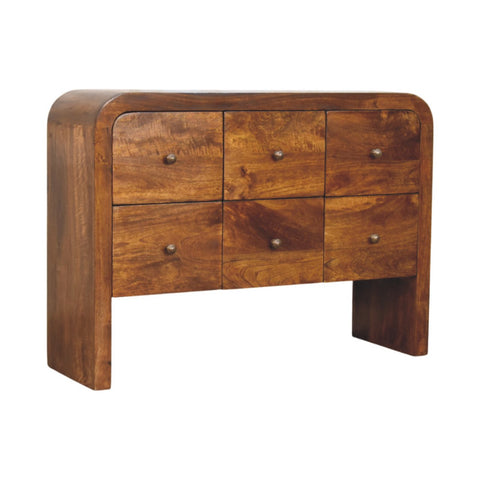 Darcy 3 over 3-Drawer Chest in Chestnut Finish Chest of Drawers