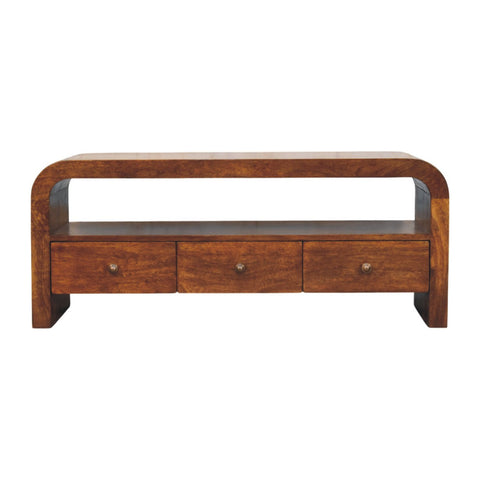 Darcy 3-Drawer Open Shelf Chestnut Chest of Drawers