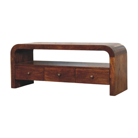 Darcy 3-Drawer Open Shelf Chestnut Chest of Drawers
